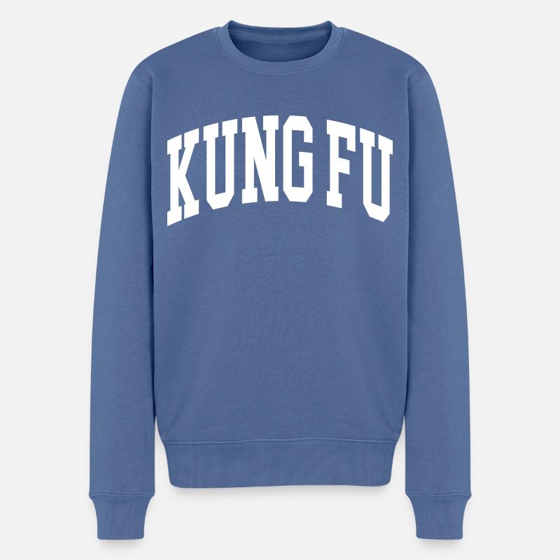 Kung Fu - Männer Premium Bio Pullover - Taubenblau