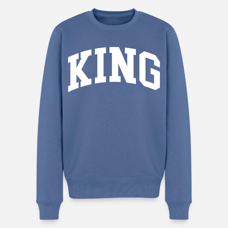 King - Männer Premium Bio Pullover - Taubenblau
