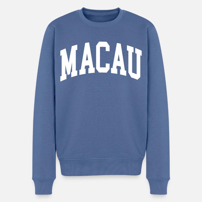 Macau - Männer Premium Bio Pullover - Taubenblau