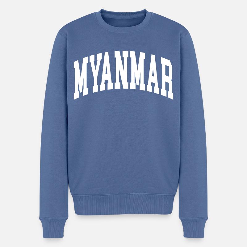 Myanmar - Männer Premium Bio Pullover - Taubenblau