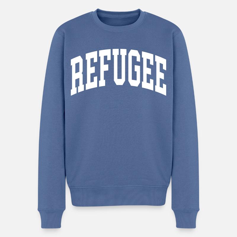 Refugee - Männer Premium Bio Pullover - Taubenblau