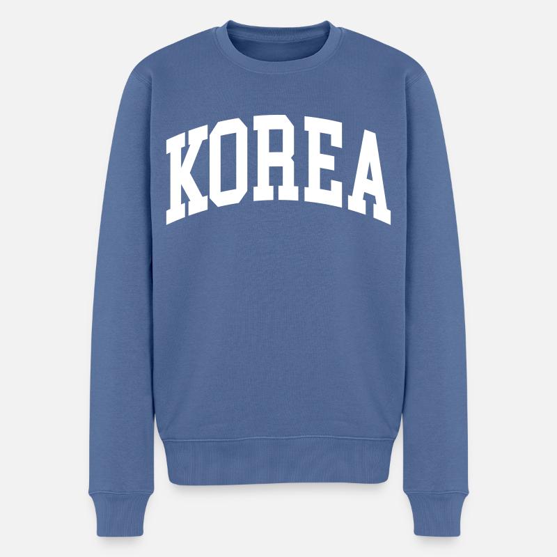 Korea - Männer Premium Bio Pullover - Taubenblau