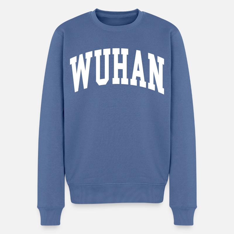 Wuhan - Männer Premium Bio Pullover - Taubenblau