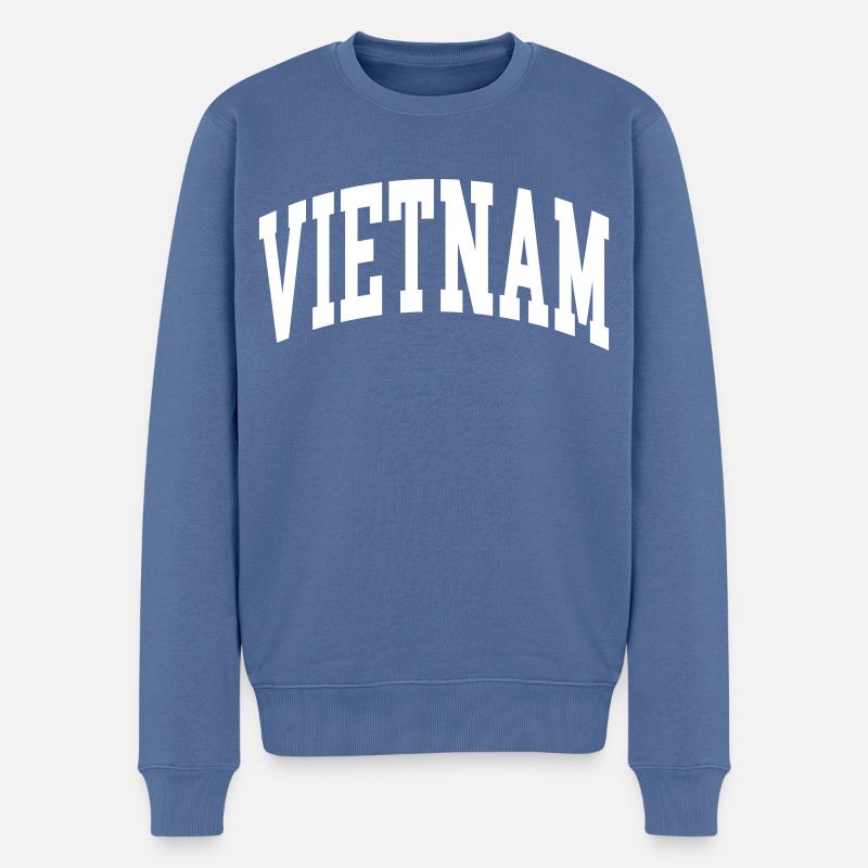 Vietnam - Männer Premium Bio Pullover - Taubenblau