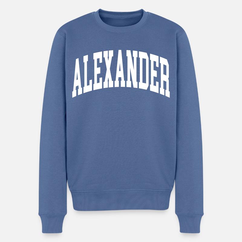 Alexander - Männer Premium Bio Pullover - Taubenblau