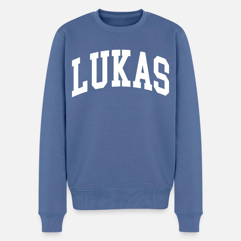 Lukas - Männer Premium Bio Pullover - Taubenblau