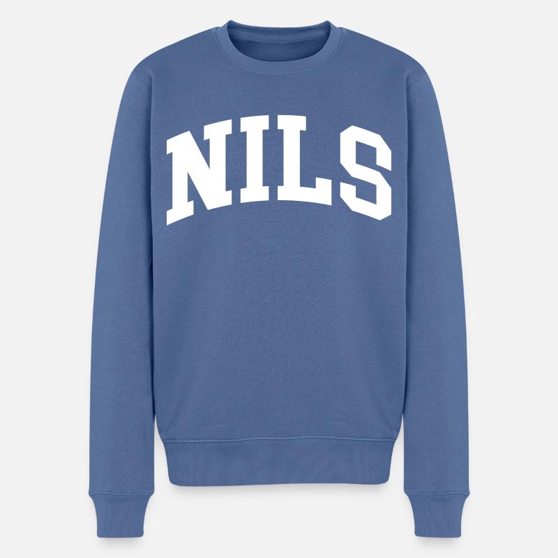 Nils - Männer Premium Bio Pullover - Taubenblau