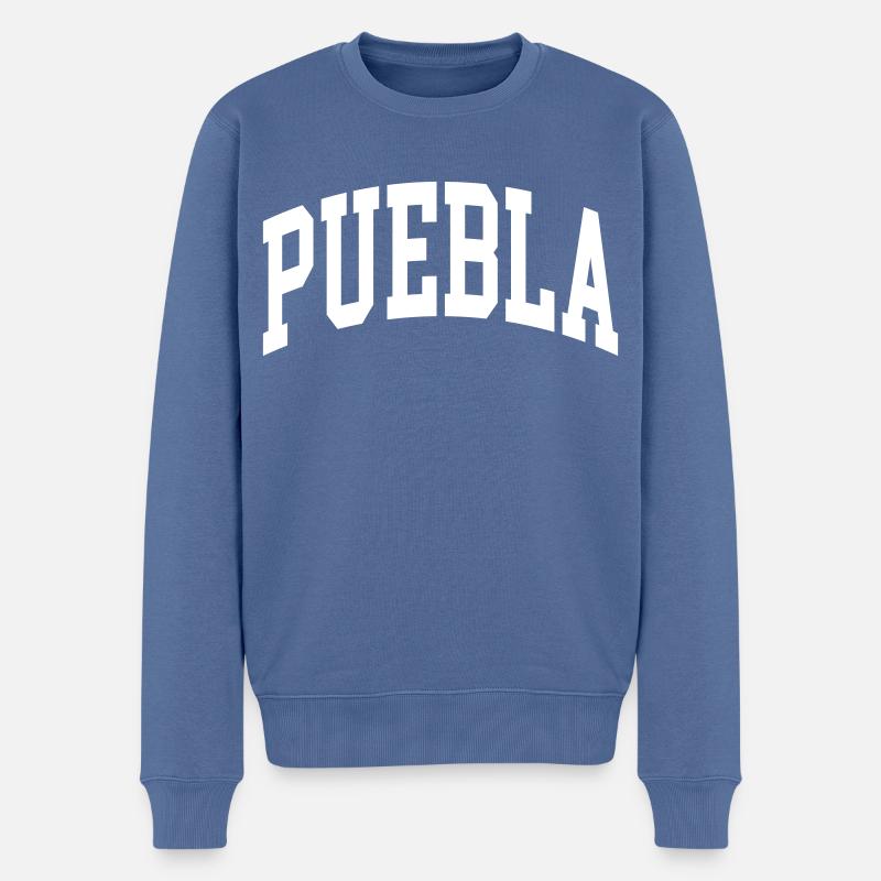 Puebla - Männer Premium Bio Pullover - Taubenblau