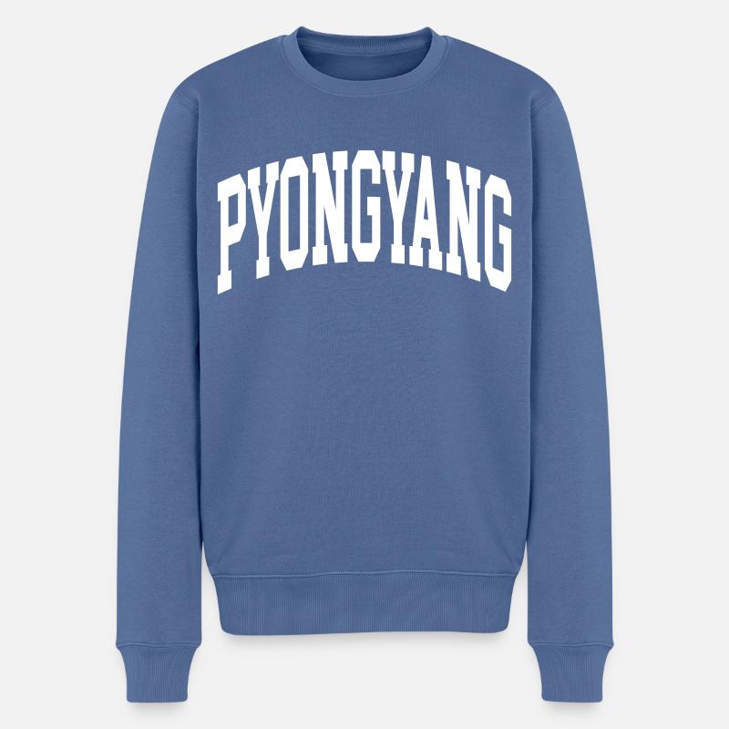 Pyongyang - Männer Premium Bio Pullover - Taubenblau