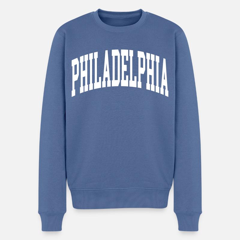 Philadelphia - Männer Premium Bio Pullover - Taubenblau