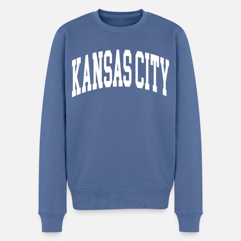 Kansas City - Männer Premium Bio Pullover - Taubenblau