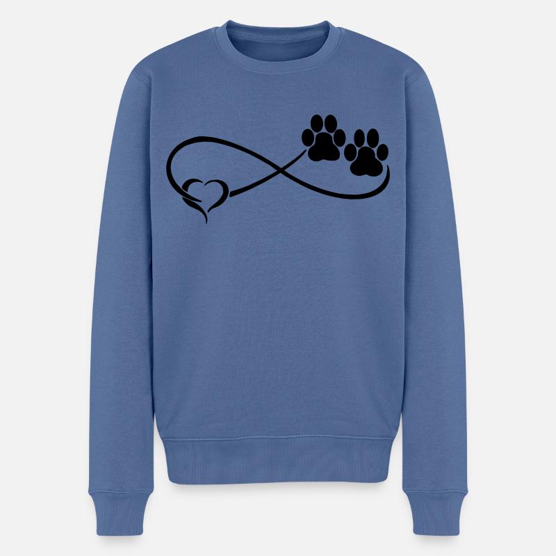 Hundepfote mit Herz - Männer Premium Bio Pullover - Taubenblau