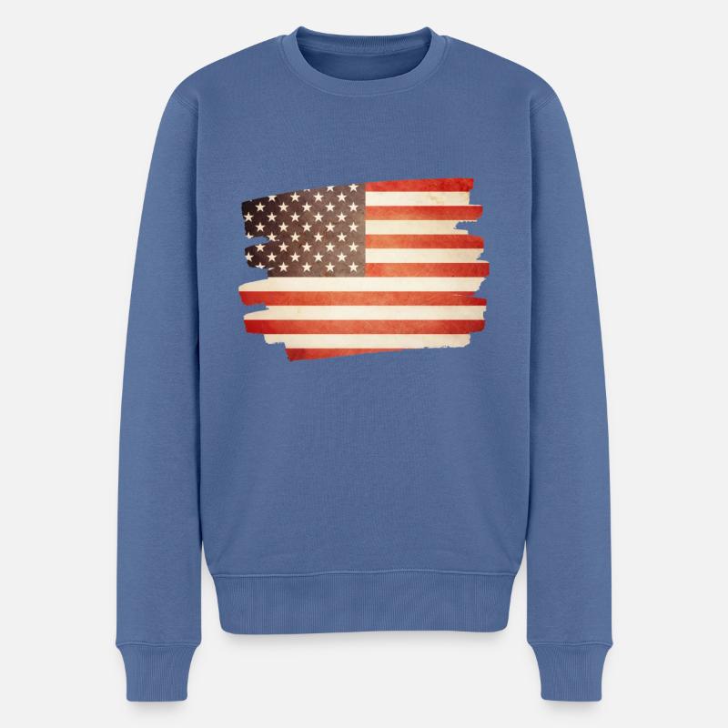 USA - Männer Premium Bio Pullover - Taubenblau