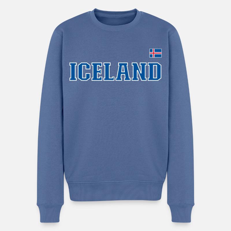 Iceland Flagge - Männer Premium Bio Pullover - Taubenblau