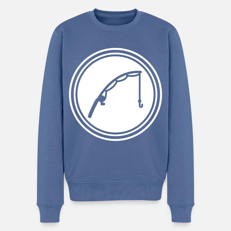 Angelrute angeln icon - Männer Premium Bio Pullover - Taubenblau