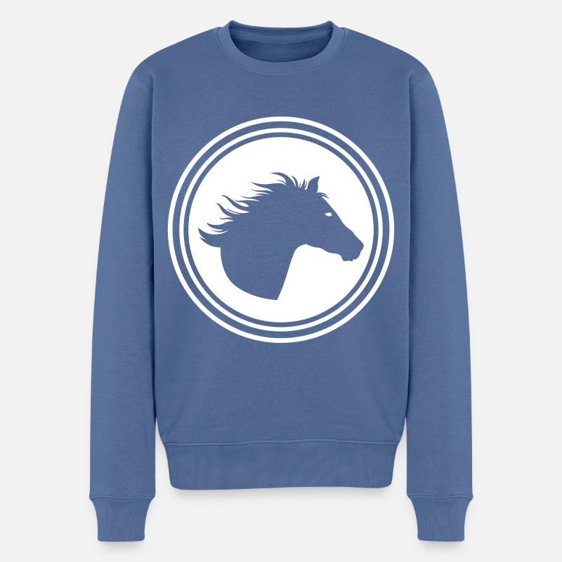 Pferd Horse icon - Männer Premium Bio Pullover - Taubenblau