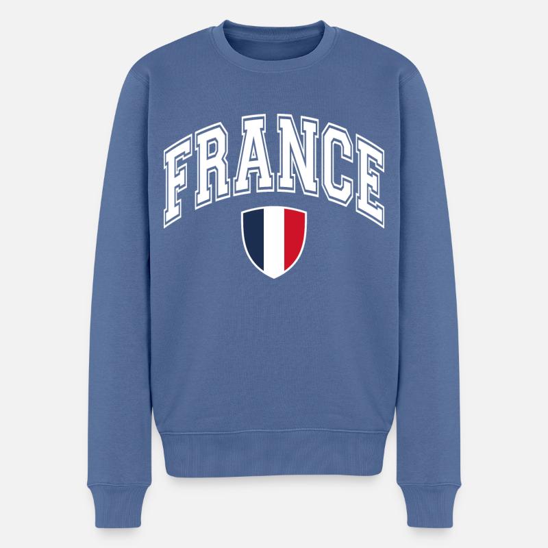 Frankreich - Männer Premium Bio Pullover - Taubenblau