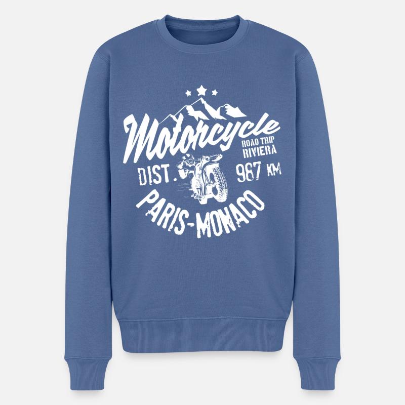 Motorcycle road trip Paris Monaco - Pull Premium bio Homme - bleu pigeon