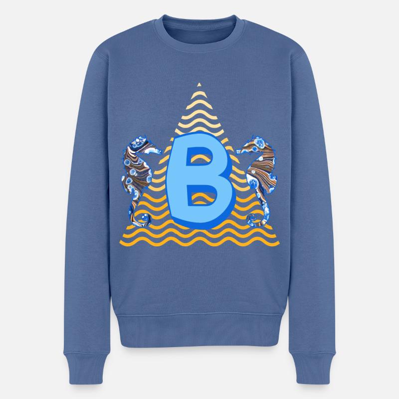 hippocampe e 262 b - Pull Premium bio Homme - bleu pigeon