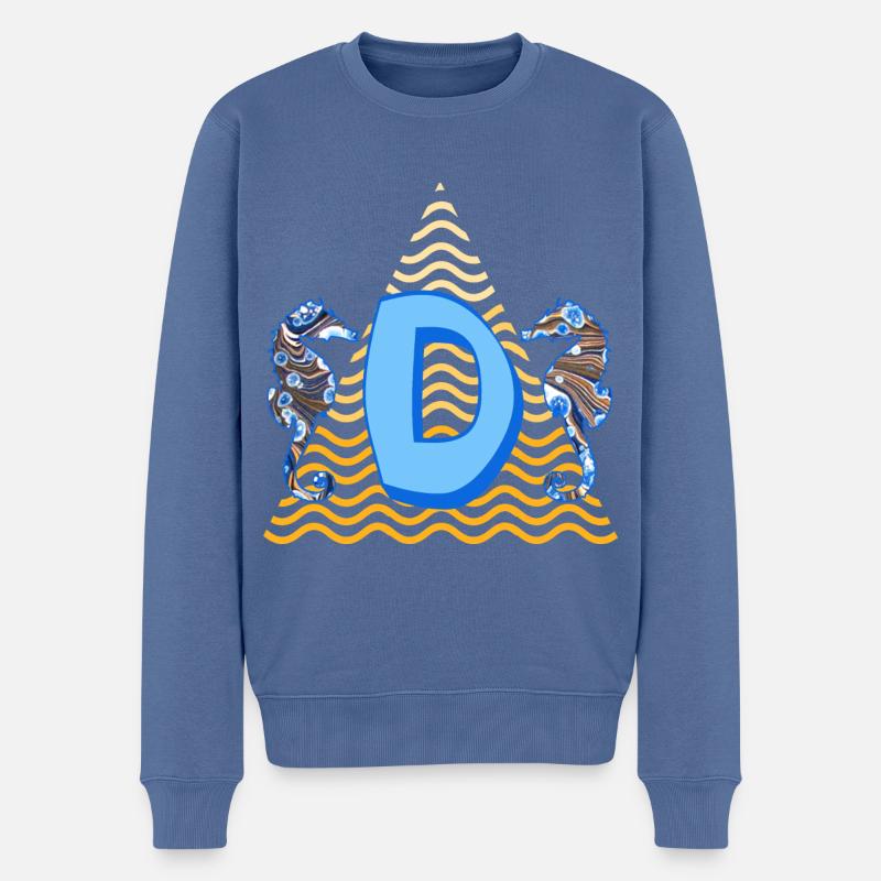 hippocampe e 262 d - Pull Premium bio Homme - bleu pigeon