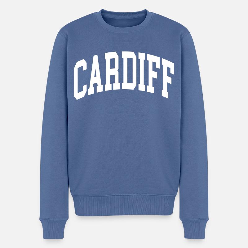Cardiff - Männer Premium Bio Pullover - Taubenblau