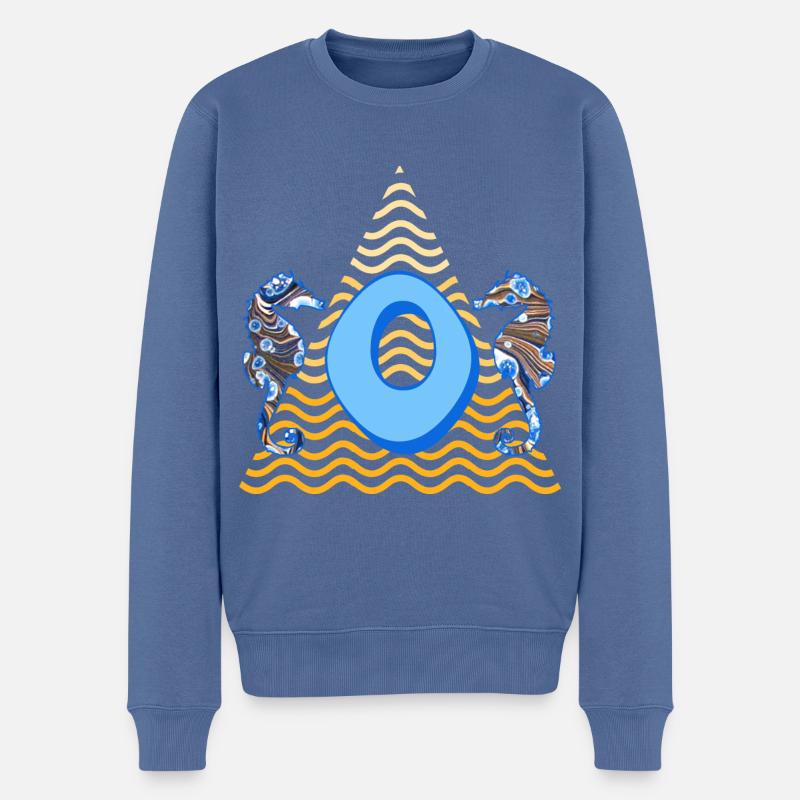 seepferdchen e 262 o - Männer Premium Bio Pullover - Taubenblau