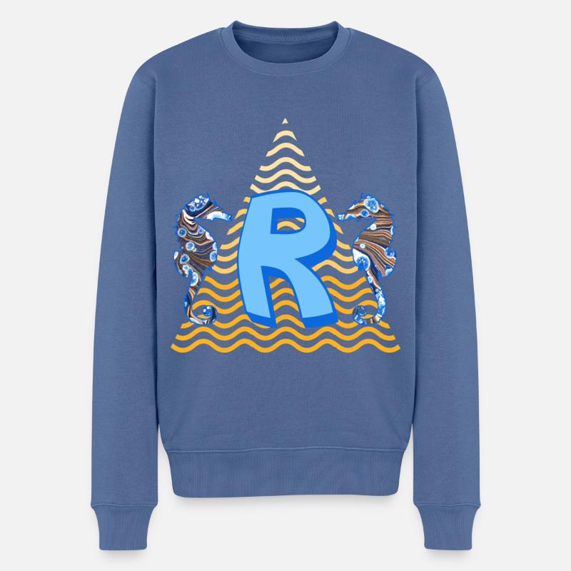 seepferdchen e 262 r - Männer Premium Bio Pullover - Taubenblau