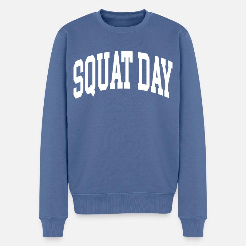 Squat Day - Männer Premium Bio Pullover - Taubenblau