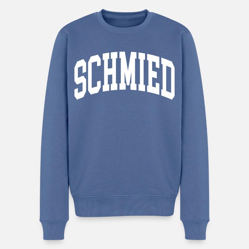 Schmied - Männer Premium Bio Pullover - Taubenblau