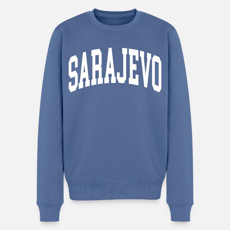 Sarajevo - Männer Premium Bio Pullover - Taubenblau