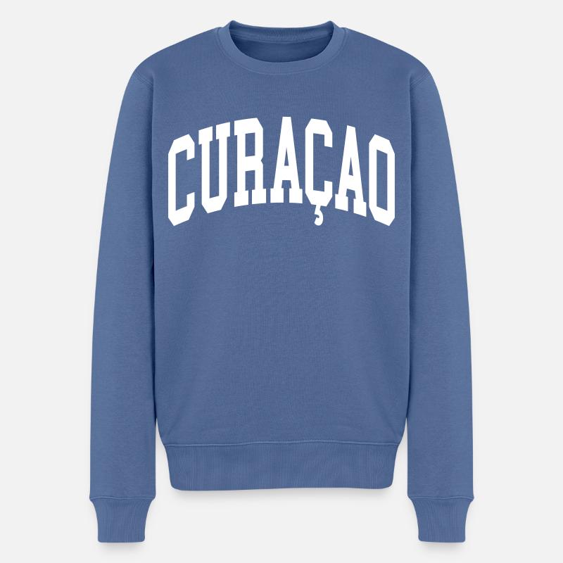 Curaçao - Männer Premium Bio Pullover - Taubenblau