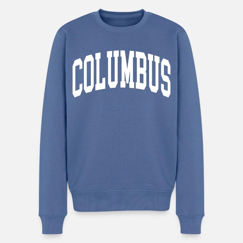 Columbus - Männer Premium Bio Pullover - Taubenblau