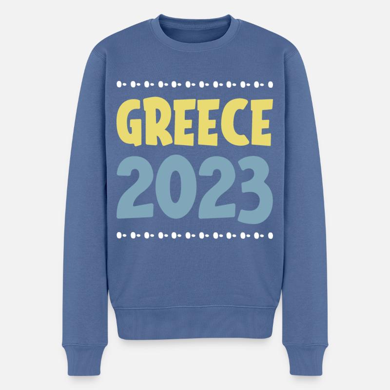 Greece 2023 - Männer Premium Bio Pullover - Taubenblau