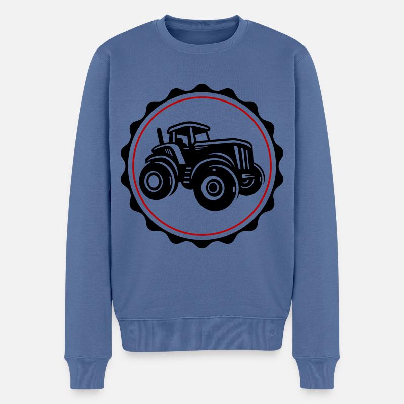 Traktor Landwirt Silhouette - Männer Premium Bio Pullover - Taubenblau