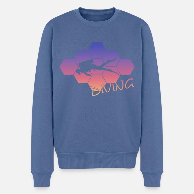 Taucher Tauchen - Männer Premium Bio Pullover - Taubenblau
