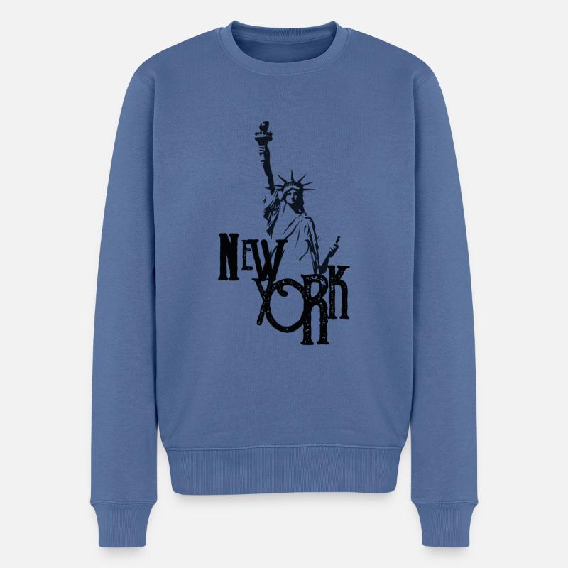 new york city apparel design with statue liberty - Männer Premium Bio Pullover - Taubenblau