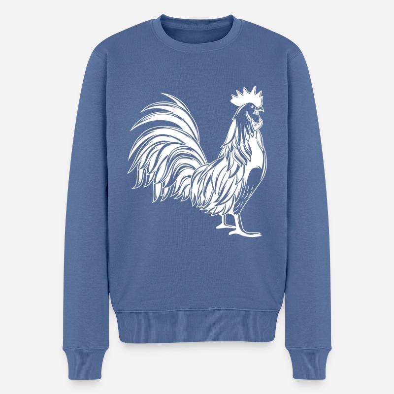 Hahn Gockel Tier - Männer Premium Bio Pullover - Taubenblau