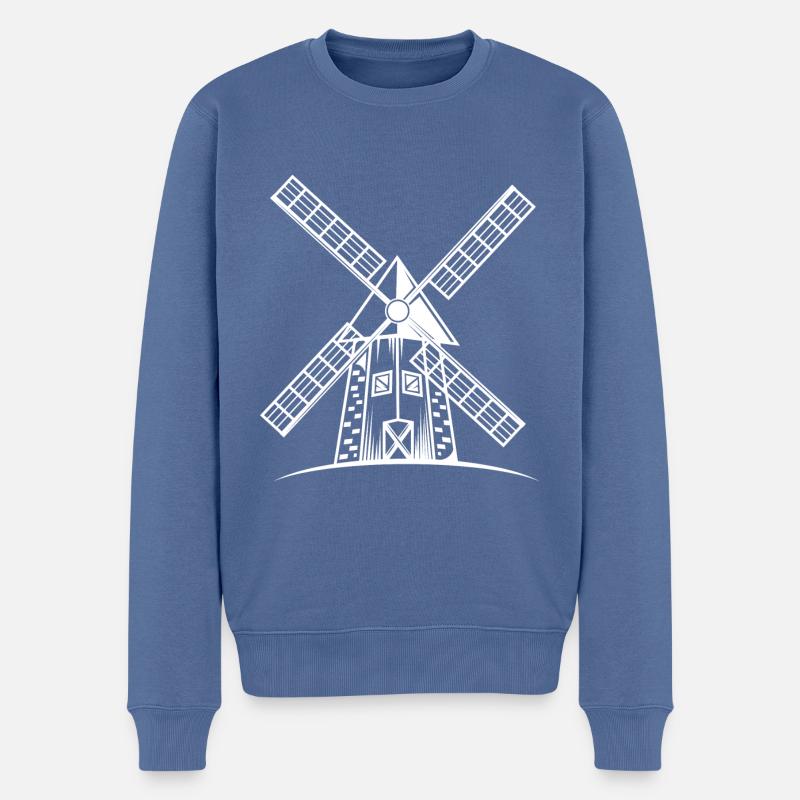 Silhouette du moulin à vent - Pull Premium bio Homme - bleu pigeon
