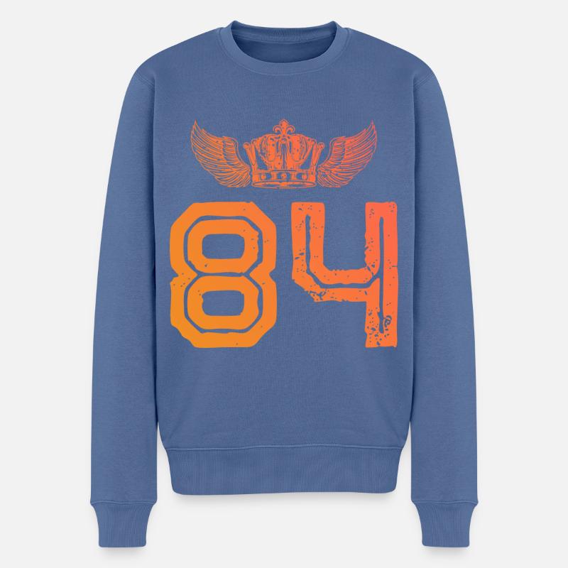 84 Couronne numérique - Pull Premium bio Homme - bleu pigeon