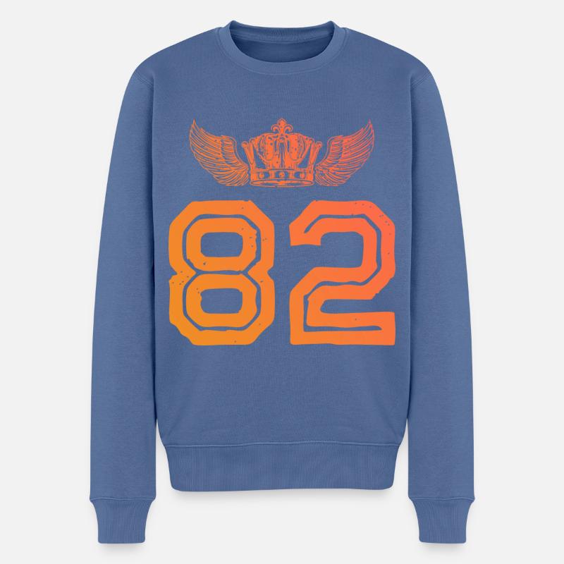 82 Zahl Krone - Männer Premium Bio Pullover - Taubenblau