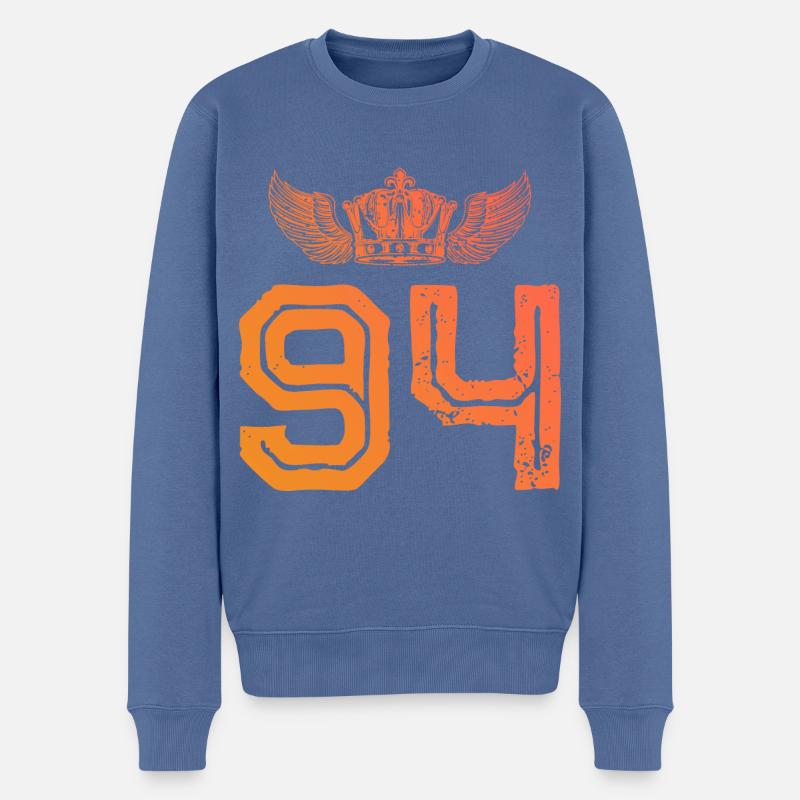 94 Zahl Krone - Männer Premium Bio Pullover - Taubenblau