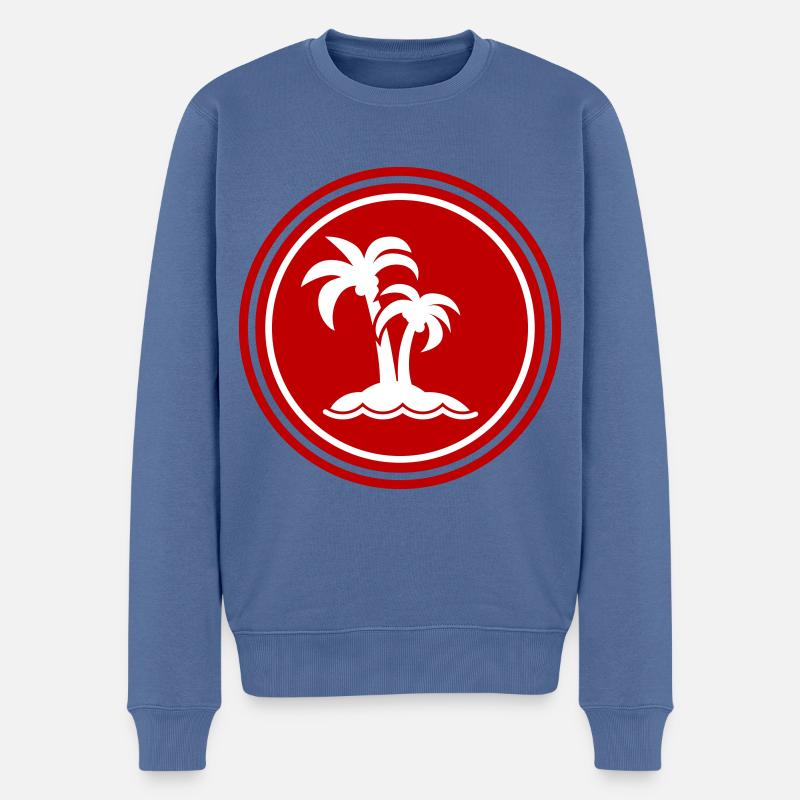 palme insel symbol - Männer Premium Bio Pullover - Taubenblau