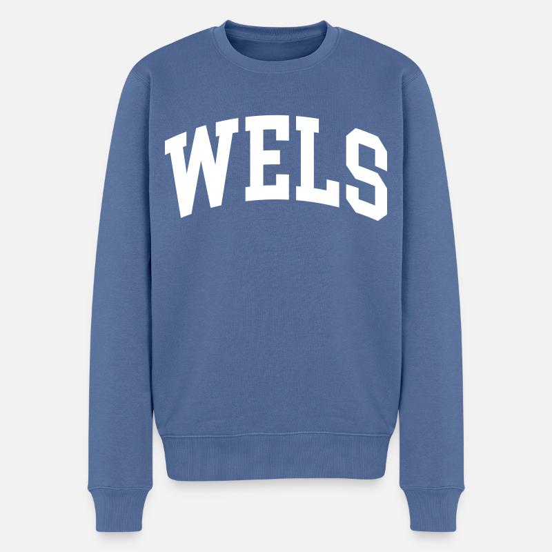 Wels - Männer Premium Bio Pullover - Taubenblau