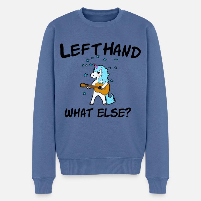 Lefthand what else? Linkshänder Gitarre - Männer Premium Bio Pullover - Taubenblau