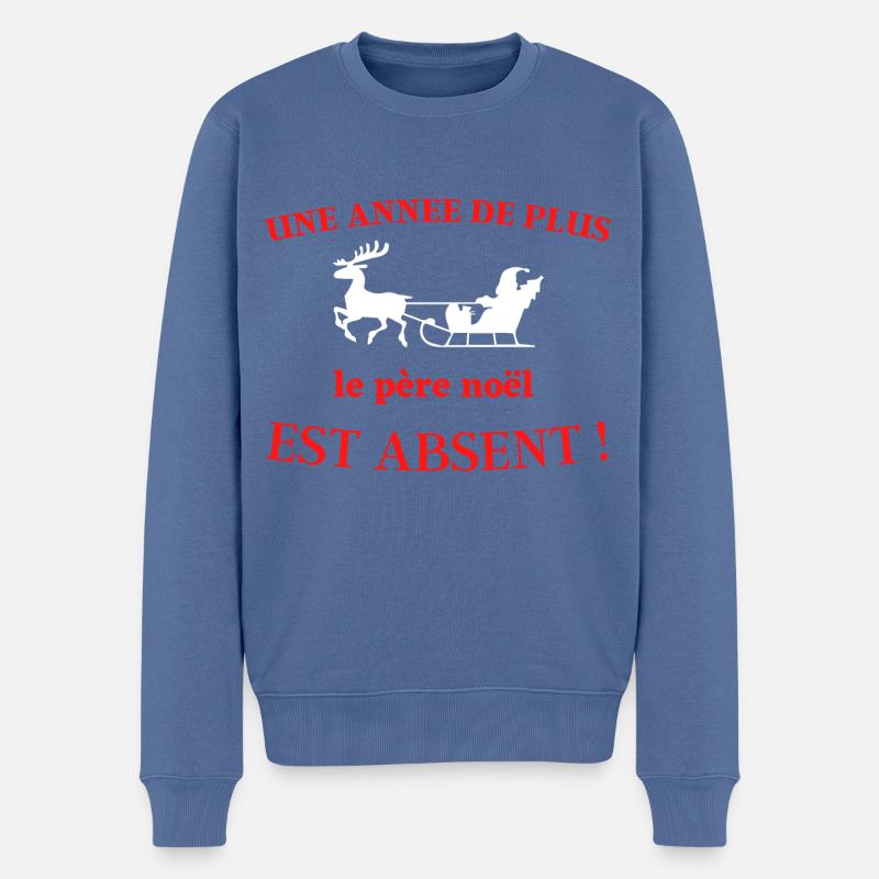 Père Noel 2023,Bonne année - Pull Premium bio Homme - bleu pigeon