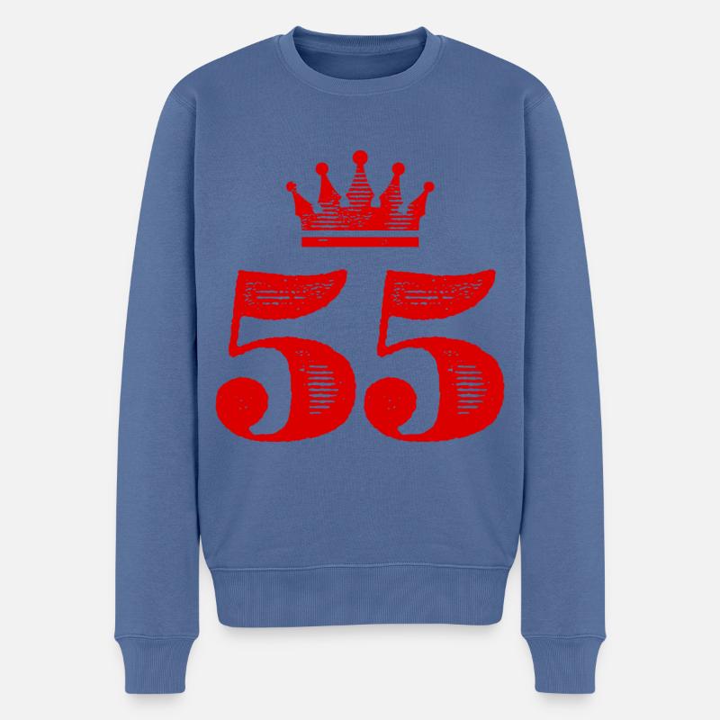 55 Zahl Krone - Männer Premium Bio Pullover - Taubenblau