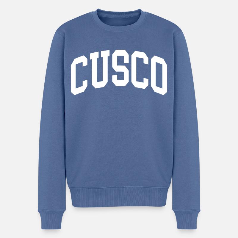Cusco - Männer Premium Bio Pullover - Taubenblau