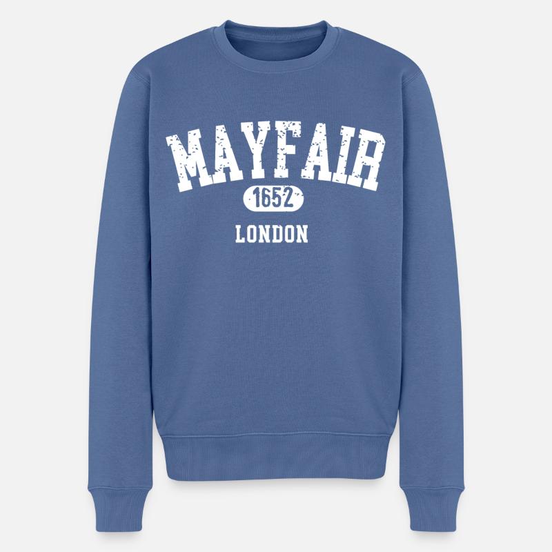 Mayfair London - Männer Premium Bio Pullover - Taubenblau