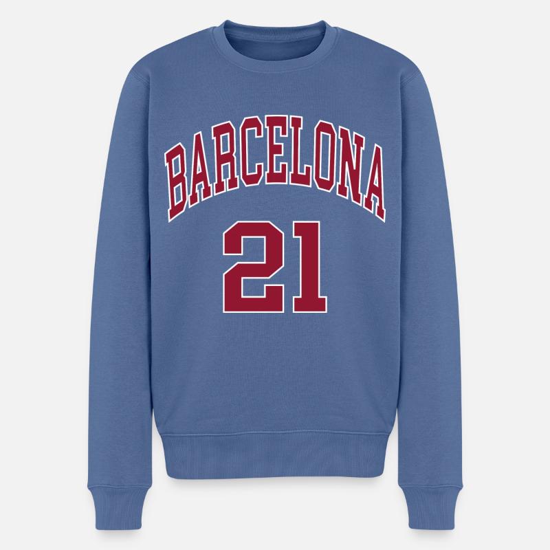 Barcelona 21 - Männer Premium Bio Pullover - Taubenblau