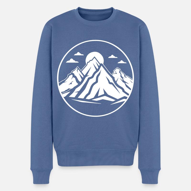 Berge Natur Mountains Silhouette - Männer Premium Bio Pullover - Taubenblau